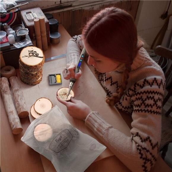 Wood Slices 25 Pcs 3.1-3.5 Inches Craft Wood Kit Unfinished Predrilled - Picture 6 of 7